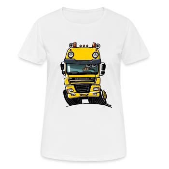 0810 D camion CF jaune - T-shirt respirant Femme - blanc - Devant - AI Model Female 172 dark (172cm)
