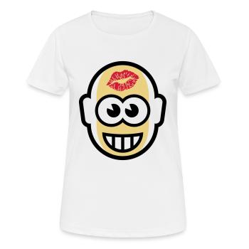 Glatzkopf Mit Kuss Auf Stirn (3C) - Frauen T-Shirt atmungsaktiv - Weiß - Vorne - AI Model Female 172 dark (172cm)