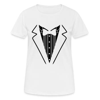 Tuxedo - Frauen T-Shirt atmungsaktiv - Weiß - Vorne - AI Model Female 172 dark (172cm)