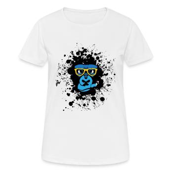 gorille etoile singe gorilla primate lunette fanta - T-shirt respirant Femme - blanc - Devant - AI Model Female 172 dark (172cm)