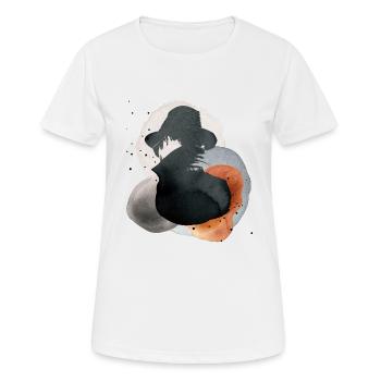 männliche Silhouette mit Fedora Hut und Mantel - Frauen T-Shirt atmungsaktiv - Weiß - Vorne - AI Model Female 172 dark (172cm)
