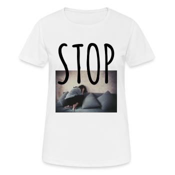 Stoppt häusliche Gewalt, stoppt Frauenmorde - Frauen T-Shirt atmungsaktiv - Weiß - Vorne - AI Model Female 172 dark (172cm)