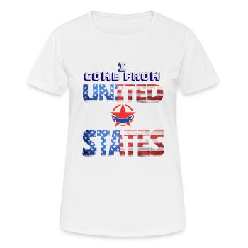 I come from United states - T-shirt respirant Femme - blanc - Devant - AI Model Female 172 dark (172cm)