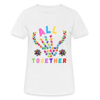 Liebe Rainbow Rain ALLE ZUSAMMEN - Frauen T-Shirt atmungsaktiv - Weiß - Vorne - AI Model Female 172 dark (172cm)
