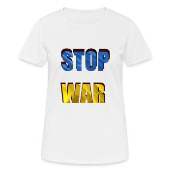 STOPPT DEN KRIEG - Frauen T-Shirt atmungsaktiv - Weiß - Vorne - AI Model Female 172 dark (172cm)