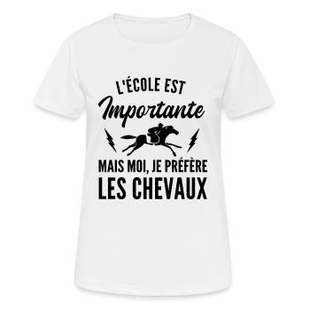 je préfère les chevaux / humour cheval - T-shirt respirant Femme - blanc - Devant - AI Model Female 172 dark (172cm)