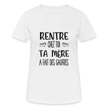rentre chez toi ta mère a fait des gaufres - T-shirt respirant Femme - blanc - Devant - AI Model Female 172 dark (172cm)