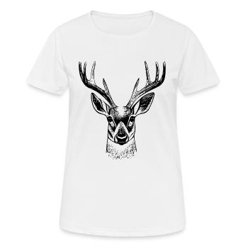 Deerhead en automne Cerf Bois de chèvre Faon 2 - T-shirt respirant Femme - blanc - Devant - AI Model Female 172 dark (172cm)