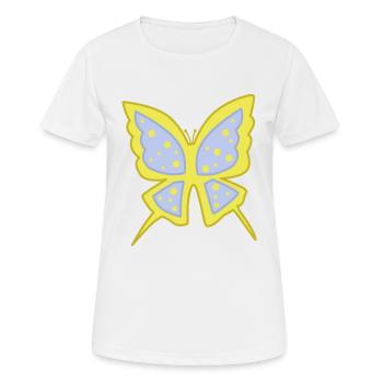 Papillion de lumiere jaune bleu - T-shirt respirant Femme - blanc - Devant - AI Model Female 172 dark (172cm)