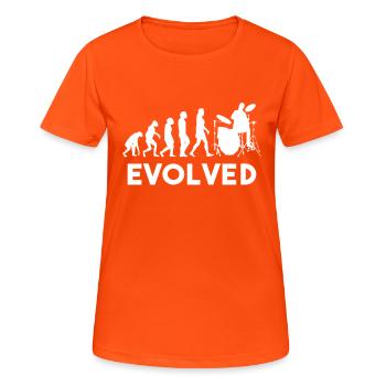 Drummer Schlagzeug Evolution - Frauen T-Shirt atmungsaktiv - Neonorange - Vorne - AI Model Female 172 dark (172cm)
