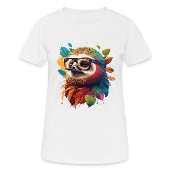 Buntes Faultier, schlau und gebildet mit Brille - Frauen T-Shirt atmungsaktiv - Weiß - Vorne - AI Model Female 172 dark (172cm)