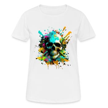Psychedelischer Schädel - Frauen T-Shirt atmungsaktiv - Weiß - Vorne - AI Model Female 172 dark (172cm)