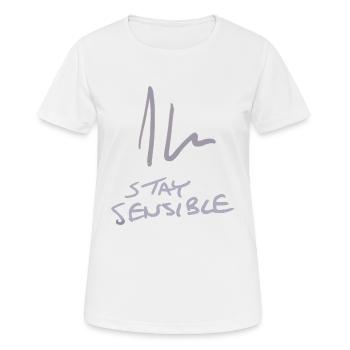 Jon Hare "Stay Sensible" - Women's Breathable T-Shirt - white - Front - AI Model Female 172 dark (172cm)