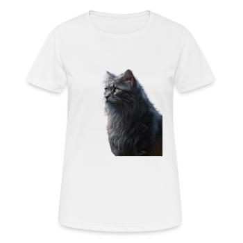 Chats guerriers - Rayures grises - T-shirt respirant Femme - blanc - Devant - AI Model Female 172 dark (172cm)