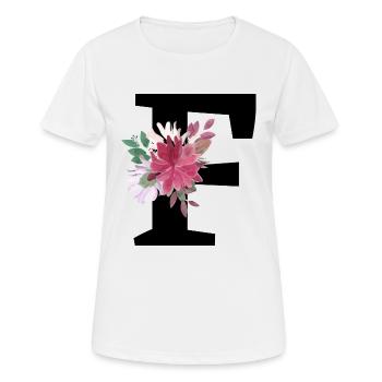 Buchstabe f blumig - Frauen T-Shirt atmungsaktiv - Weiß - Vorne - AI Model Female 172 dark (172cm)