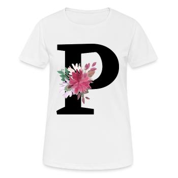 Buchstabe p blumig - Frauen T-Shirt atmungsaktiv - Weiß - Vorne - AI Model Female 172 dark (172cm)