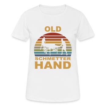 Tischtennis Old Schmetterhand lustiger Spruch - Frauen T-Shirt atmungsaktiv - Weiß - Vorne - AI Model Female 172 dark (172cm)