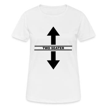 Lustiges „Two Seater“ Design für sie und ihn - Frauen T-Shirt atmungsaktiv - Weiß - Vorne - AI Model Female 172 dark (172cm)