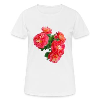 Red rose bush - Women's Breathable T-Shirt - white - Front - AI Model Female 172 dark (172cm)