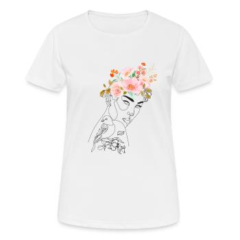 Blühendes Haar - Frauen T-Shirt atmungsaktiv - Weiß - Vorne - AI Model Female 172 dark (172cm)
