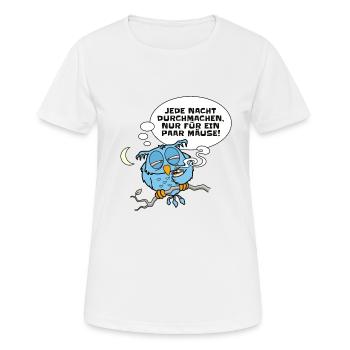 Müde Eule hat Nachtschicht - Frauen T-Shirt atmungsaktiv - Weiß - Vorne - AI Model Female 172 dark (172cm)