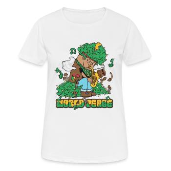 420 Weltfriedens-Saxophon - Frauen T-Shirt atmungsaktiv - Weiß - Vorne - AI Model Female 172 dark (172cm)
