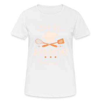 Jean Michel Chef Ici c est Jean Michel le chef - T-shirt respirant Femme - blanc - Devant - AI Model Female 172 dark (172cm)