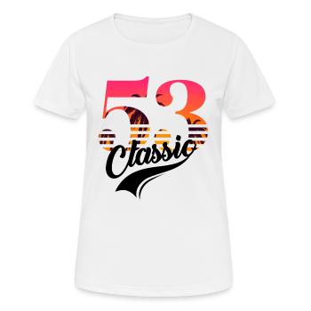 Jahrgang 1953-53. Jubiläum - Frauen T-Shirt atmungsaktiv - Weiß - Vorne - AI Model Female 172 dark (172cm)
