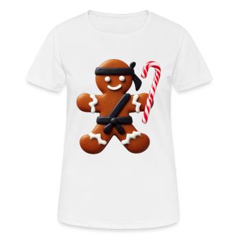 Lustige Ninja Lebkuchenmann Keks-Zuckerstange - Frauen T-Shirt atmungsaktiv - Weiß - Vorne - AI Model Female 172 dark (172cm)