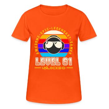 Level 61 - Women's Breathable T-Shirt - neon orange - Front - AI Model Female 172 dark (172cm)