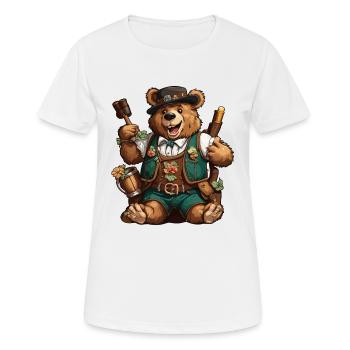 Lederhosen / Animal / Costume traditionnel / Tradition / Ours - T-shirt respirant Femme - blanc - Devant - AI Model Female 172 dark (172cm)