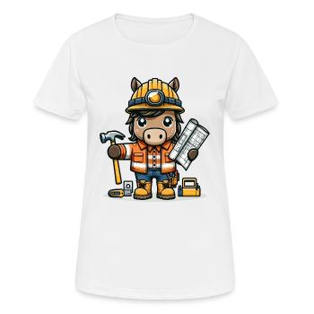 Cute Horse Construction Worker - Frauen T-Shirt atmungsaktiv - Weiß - Vorne - AI Model Female 172 dark (172cm)