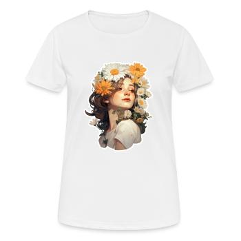Margeriten Mädchen - Frauen T-Shirt atmungsaktiv - Weiß - Vorne - AI Model Female 172 dark (172cm)