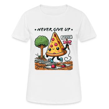 Never Give UP PIZZA - Frauen T-Shirt atmungsaktiv - Weiß - Vorne - AI Model Female 172 dark (172cm)