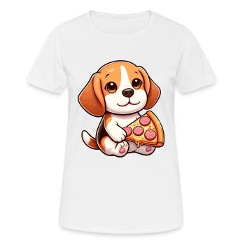 Pizza au salami pour chien Beagle - T-shirt respirant Femme - blanc - Devant - AI Model Female 172 dark (172cm)