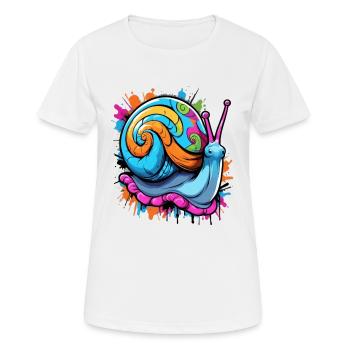 Partyschnecke bunte Weinbergschnecke - Frauen T-Shirt atmungsaktiv - Weiß - Vorne - AI Model Female 172 dark (172cm)