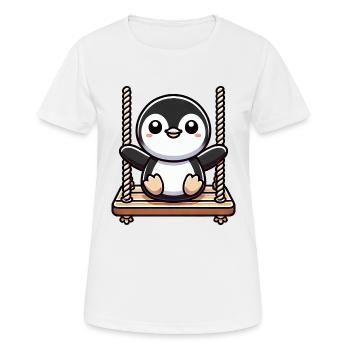Mignon pingouin balançoire dessin animé aire de jeux - T-shirt respirant Femme - blanc - Devant - AI Model Female 172 dark (172cm)