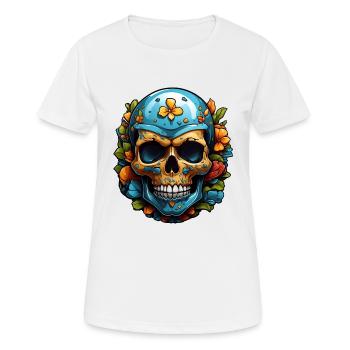Crâne coloré décoratif avec décoration - T-shirt respirant Femme - blanc - Devant - AI Model Female 172 dark (172cm)
