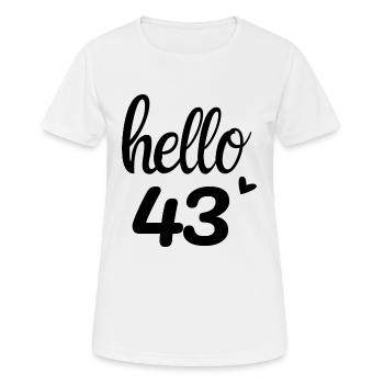 Hello 43 - T-shirt respirant Femme - blanc - Devant - AI Model Female 172 dark (172cm)