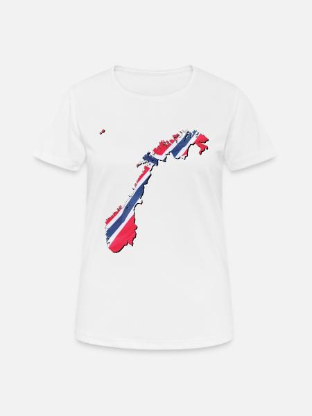 Carte du drapeau de la Norvège en Norvège - Andningsaktiv T-shirt dam - vit