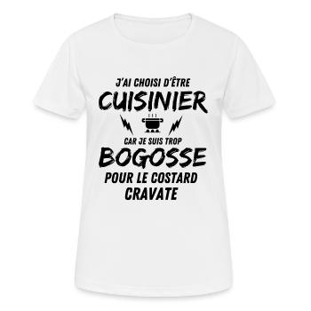 BOGOSSE CUISINIER - T-shirt respirant Femme - blanc - Devant - AI Model Female 172 dark (172cm)