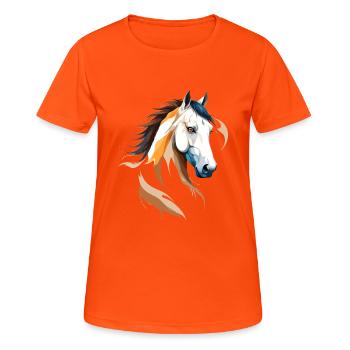 Cheval art vectoriel avec illustration aux couleurs vives - T-shirt respirant Femme - orange néon - Devant - AI Model Female 172 dark (172cm)