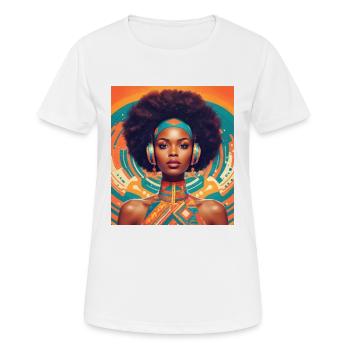 Portrait of a person with an afro and headphones - Women's Breathable T-Shirt - white - Front - AI Model Female 172 dark (172cm)