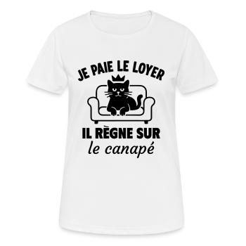 Chat humour Roi du canap - T-shirt respirant Femme - blanc - Devant - AI Model Female 172 dark (172cm)