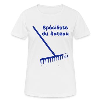 specialiste du rateau humour drole - T-shirt respirant Femme - blanc - Devant - AI Model Female 172 dark (172cm)