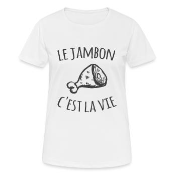 Le jambon c'est la vie - T-shirt respirant Femme - blanc - Devant - AI Model Female 172 dark (172cm)