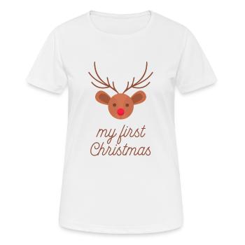 my first christmas Rudolf - Frauen T-Shirt atmungsaktiv - Weiß - Vorne - AI Model Female 172 dark (172cm)