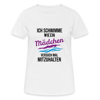 ich schwimme wie ein maedchen Schwimmer - Frauen T-Shirt atmungsaktiv - Weiß - Vorne - AI Model Female 172 dark (172cm)