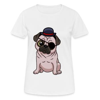 Fantasy Mops Hund Augenklappe Hunde Hut Kind - Frauen T-Shirt atmungsaktiv - Weiß - Vorne - AI Model Female 172 dark (172cm)