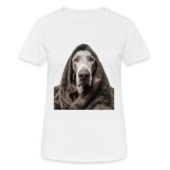 Weimaraner-Fake-Fur - Frauen T-Shirt atmungsaktiv - Weiß - Vorne - AI Model Female 172 dark (172cm)